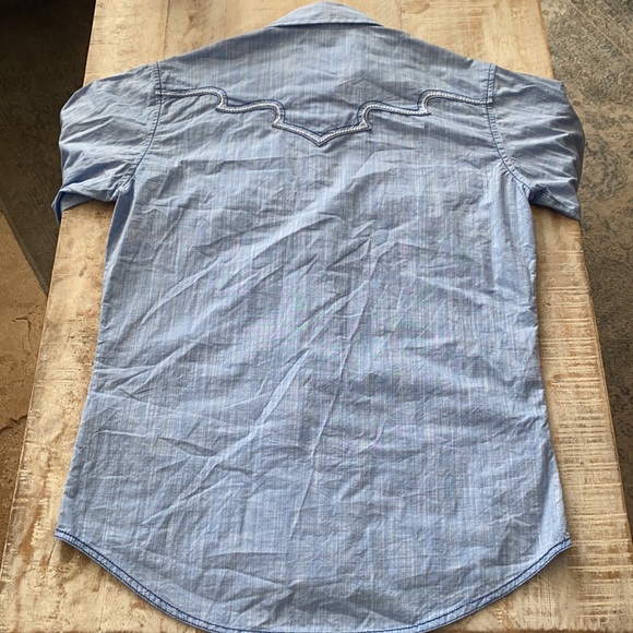 Rock 47 by Wrangler Western Shirt {Light Blue} S - Picture 8 of 9